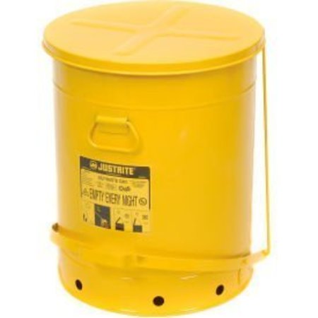 JUSTRITE Justrite 21 Gallon Oily Waste Can, Yellow - 09701 9701
